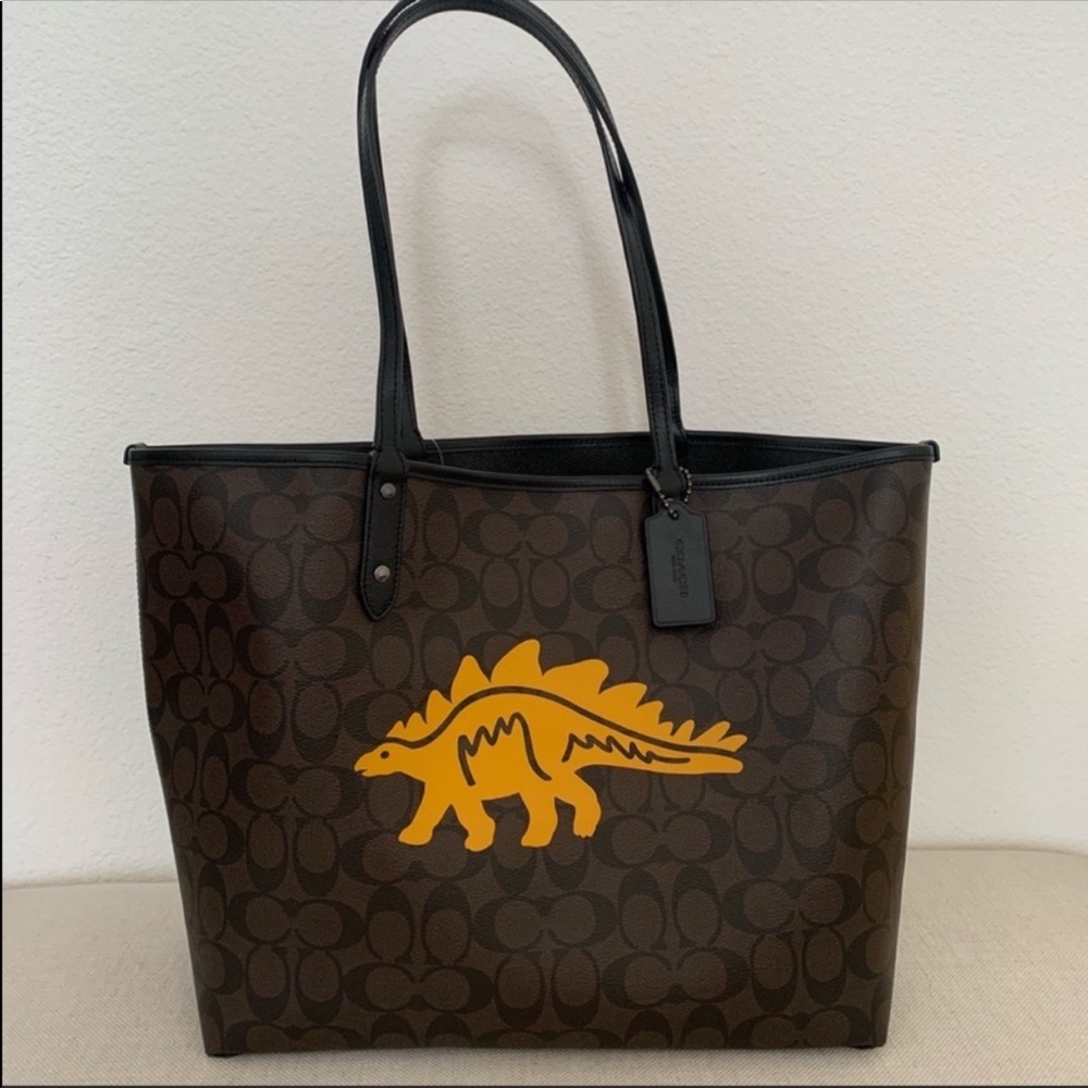 COACH REVERSIBLE CITY TOTE  WITH DINOSAUR MOTIF